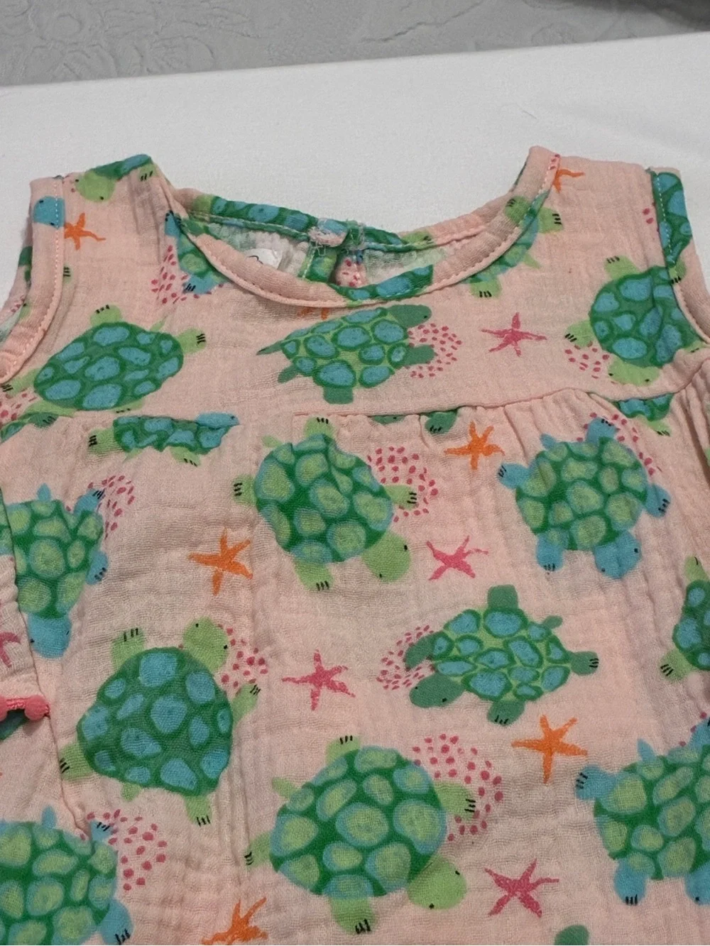 Mudpie Dress Size 5T Sea Turtle Cold Shoulder 100% Cotton Dress. Sweetness